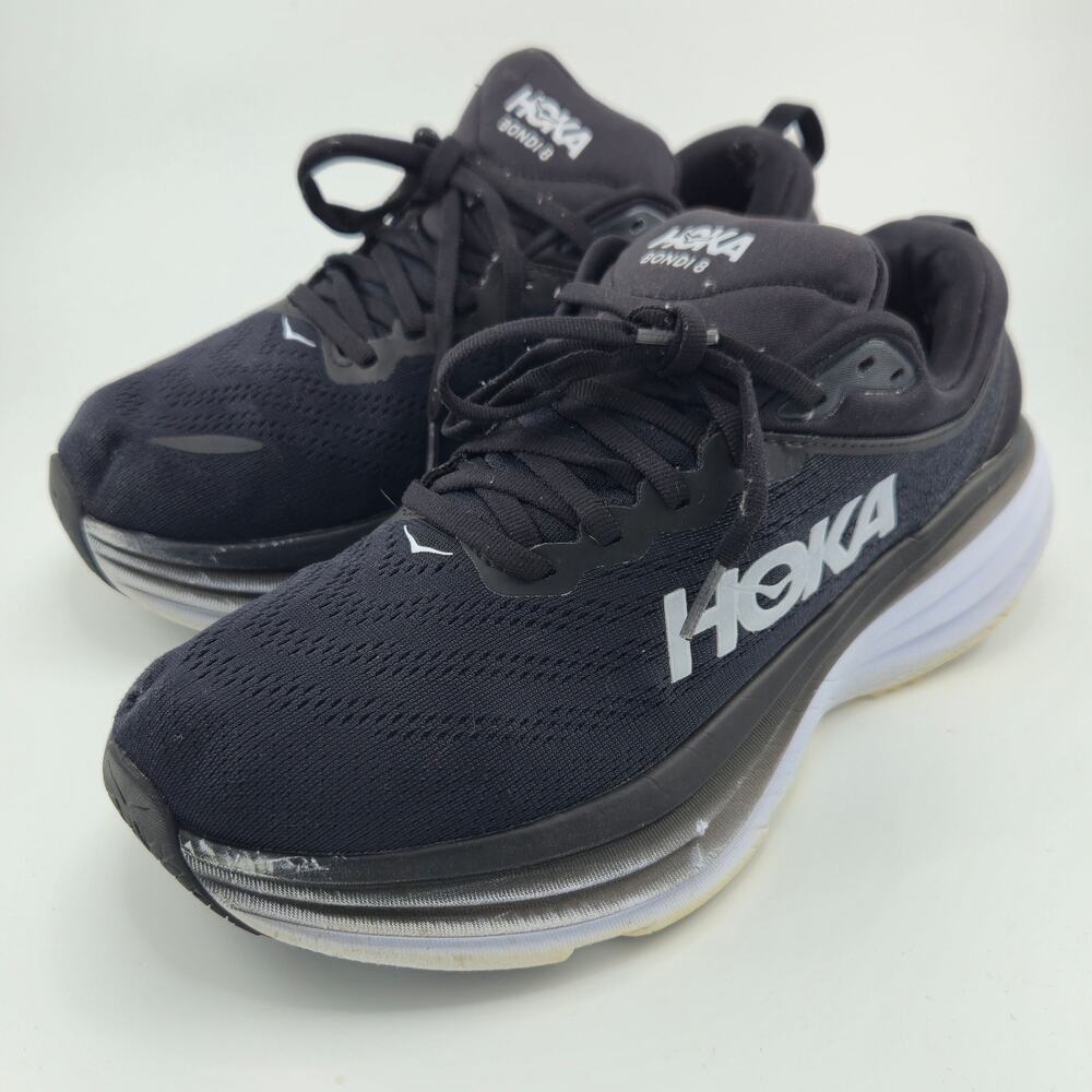 HOKA Bondi 8 Extra Wide Men's Size 8.5.4E Black White 1127955 Running Shoes